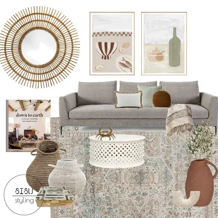 olive brown and grey sitting room Interior Design Mood Board by Sisu Styling on Style Sourcebook