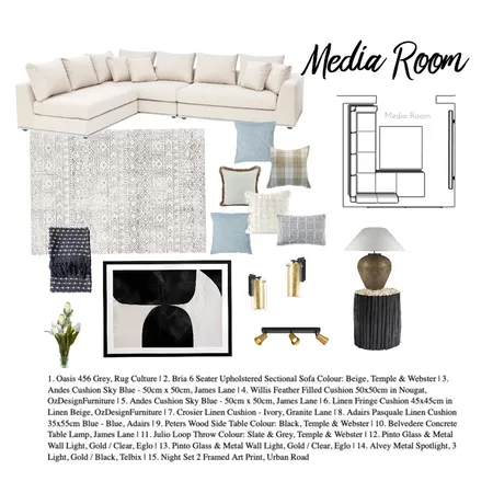 Media Room Interior Design Mood Board by Holly Interiors on Style Sourcebook