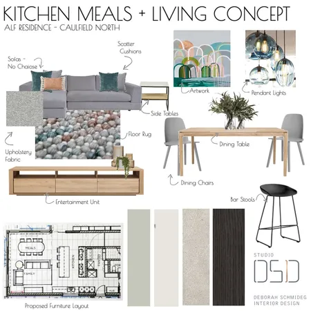 ALF Residence Kitchen Meals + Living REV B Interior Design Mood Board by Debschmideg on Style Sourcebook