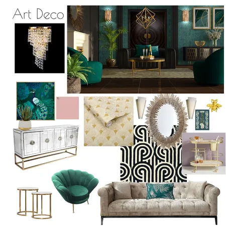 Art Deco Living Room Interior Design Mood Board by Emma Lee on Style Sourcebook