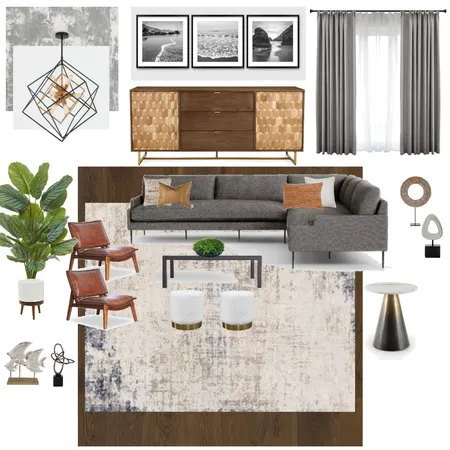 Accented Achromatic Living Room Interior Design Mood Board by sravani i on Style Sourcebook