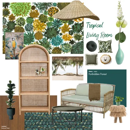 Tropical Living Room Interior Design Mood Board by lgamble.art on Style Sourcebook