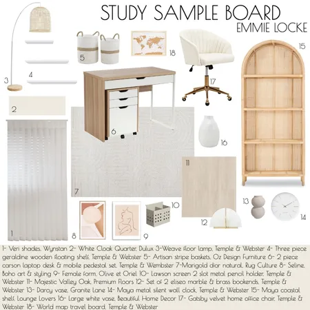 STUDY SAMPLE BOARD Interior Design Mood Board by Emmie on Style Sourcebook