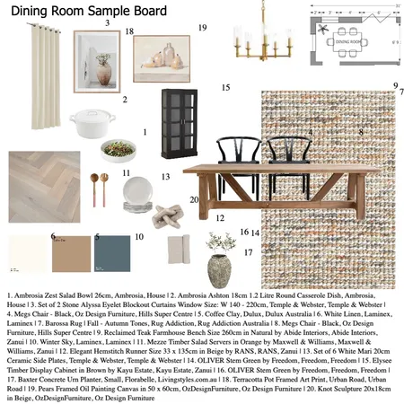 Dining Room Sample Board Draft Interior Design Mood Board by sydneyb30 on Style Sourcebook