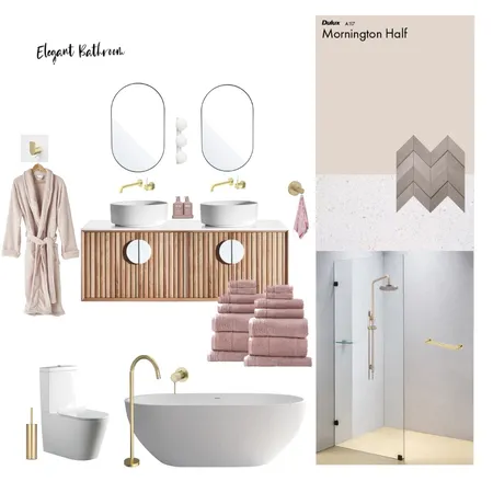 Elegant Pink and Brass Bathroom Interior Design Mood Board by Kylie Flower on Style Sourcebook