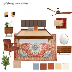 Mid century modern bedroom Interior Design Mood Board by HanaKamari on Style Sourcebook