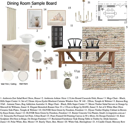 Dining Room Sample Board Draft Interior Design Mood Board by sydneyb30 on Style Sourcebook