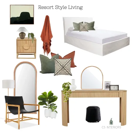 Rachel Jones Bedroom- Black accents Black chair Interior Design Mood Board by CSInteriors on Style Sourcebook