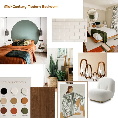 Mid-Century Modern Bedroom Interior Design Mood Board by jamie_lee_1989 on Style Sourcebook