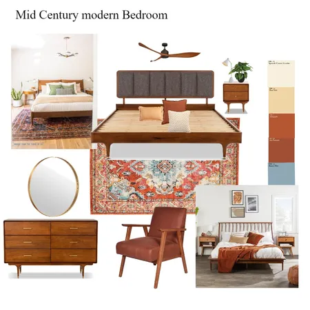 Mid century modern bedroom inspirational Interior Design Mood Board by HanaKamari on Style Sourcebook