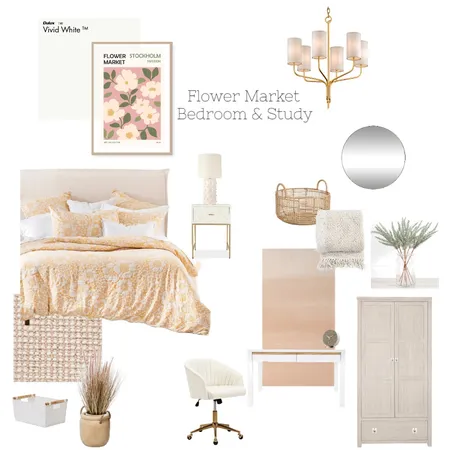 Flower Market Bedroom & Study Interior Design Mood Board by Morganizing Co. on Style Sourcebook