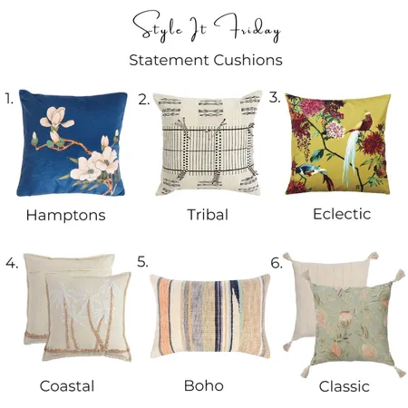 Style It Friday: Statement Cushions Interior Design Mood Board by Bridgid Collard on Style Sourcebook