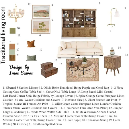 Traditional living room Interior Design Mood Board by Iman Sawan on Style Sourcebook