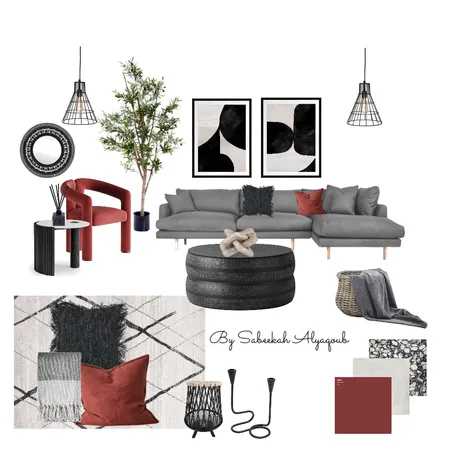 Modern monochromatic, living room Interior Design Mood Board by Sabeekah on Style Sourcebook