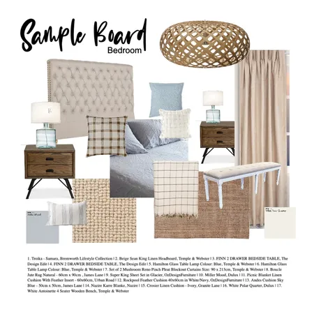 Sample Board Bedroom - Brett Interior Design Mood Board by Holly Interiors on Style Sourcebook