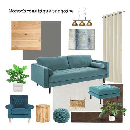 Monochromatic turquoise Interior Design Mood Board by PatiCho on Style Sourcebook
