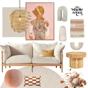 Living Room Blush, with big pendant Interior Design Mood Board by The Whole Room on Style Sourcebook