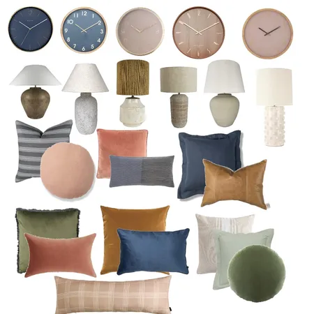 Clocks, cushions and lamps Interior Design Mood Board by Studio Vincent on Style Sourcebook
