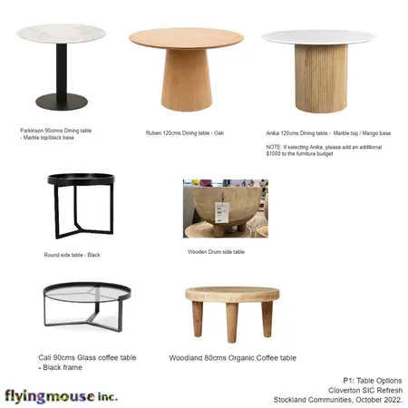 P1: Table Options Interior Design Mood Board by Flyingmouse inc on Style Sourcebook