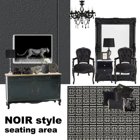 Noir Seating Area Interior Design Mood Board by Design Decor Decoded on Style Sourcebook