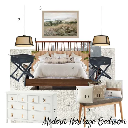Modern heritage bedroom Interior Design Mood Board by Annoushka.vasev on Style Sourcebook