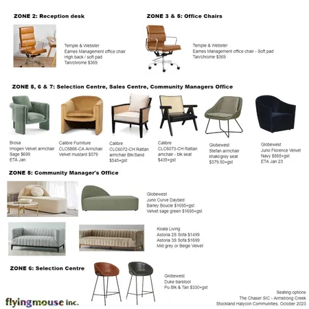 The Chaser: Seating options Interior Design Mood Board by Flyingmouse inc on Style Sourcebook