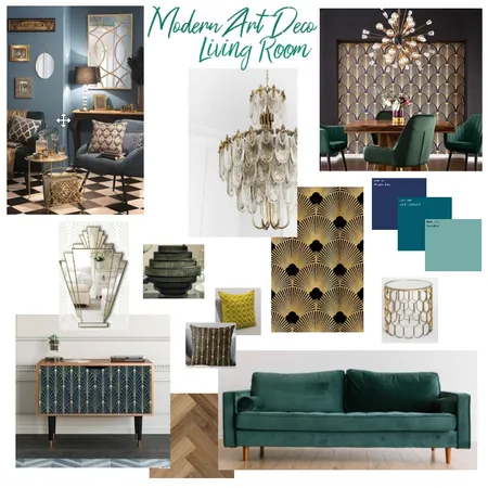 Modern Art Deco Living Room Interior Design Mood Board by Giulia Rolandi on Style Sourcebook