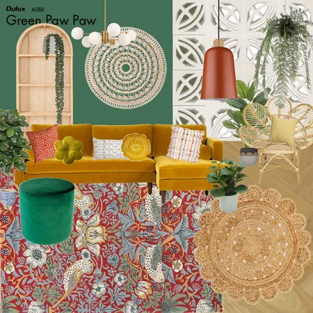 Bohemian Living Room Interior Design Mood Board by A on Style Sourcebook