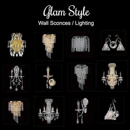 Glam Style Wall Sconces / Lighting Interior Design Mood Board by Design Decor Decoded on Style Sourcebook