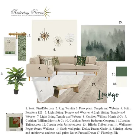 Modern forest deco lounge Interior Design Mood Board by TransformingRooms on Style Sourcebook