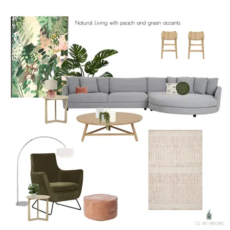 Rhian Bristow Lounge - Grey Sofa Pink and Green accents Interior Design Mood Board by CSInteriors on Style Sourcebook