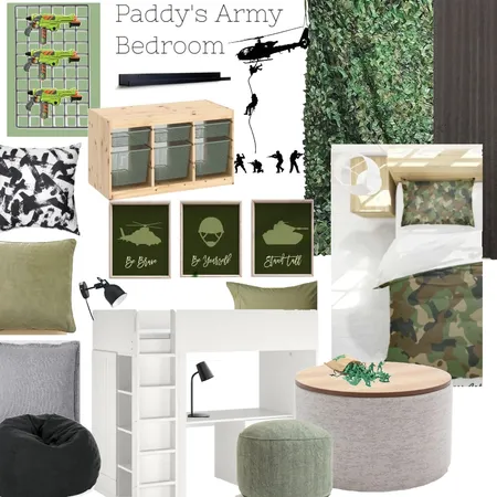 Army inspired kids bedroom Interior Design Mood Board by The Ginger Stylist on Style Sourcebook