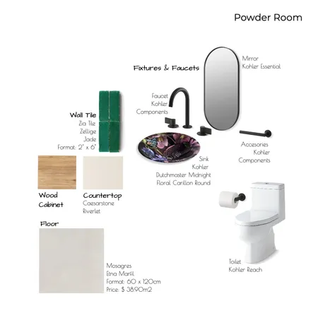 15E Powder Room Interior Design Mood Board by Noelia Sanchez on Style Sourcebook