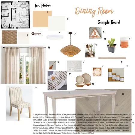 Desert Dining Room Interior Design Mood Board by Lani Interiors on Style Sourcebook