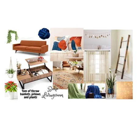 Boho Livingroom Interior Design Mood Board by BrennaG on Style Sourcebook