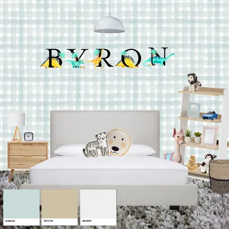 Gingham Wallpaper and Dino Lettering Interior Design Mood Board by mintartco on Style Sourcebook