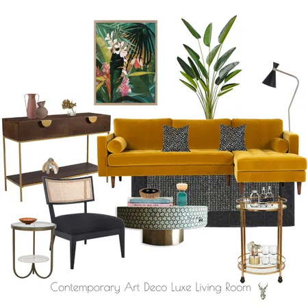 Contemporary Art Deco Luxe Living Room Interior Design Mood Board by Studio Hart Creative on Style Sourcebook