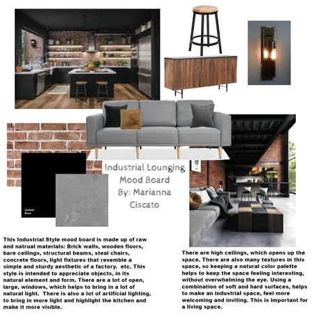 Industrial Lounging Interior Design Mood Board by mciscato97@gmail.com on Style Sourcebook