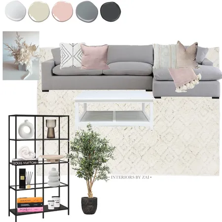 Pastel pink living Interior Design Mood Board by Interiors By Zai on Style Sourcebook