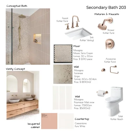 15E Secondary Bath. 203 Interior Design Mood Board by Noelia Sanchez on Style Sourcebook
