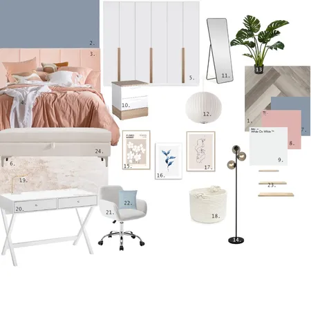 Modern Retro Bedroom Interior Design Mood Board by Tatii on Style Sourcebook