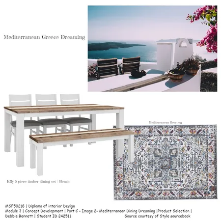 Module 3 Mediterranean Dining | Coastal Dreaming Interior Design Mood Board by Debbie Bennett on Style Sourcebook