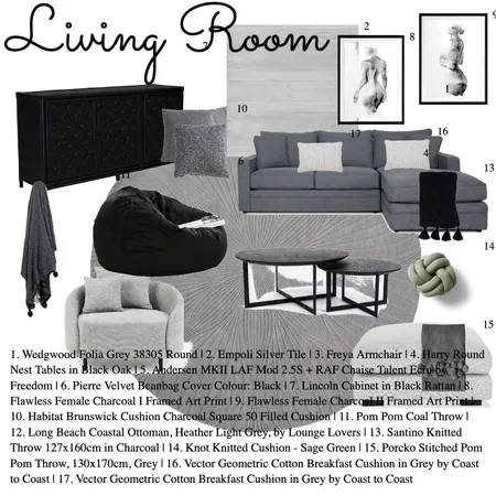 Living Room Sample Board Interior Design Mood Board by M.Papageorgiou on Style Sourcebook