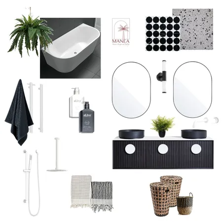 Black and White Bathroom Interior Design Mood Board by Manea Interiors on Style Sourcebook
