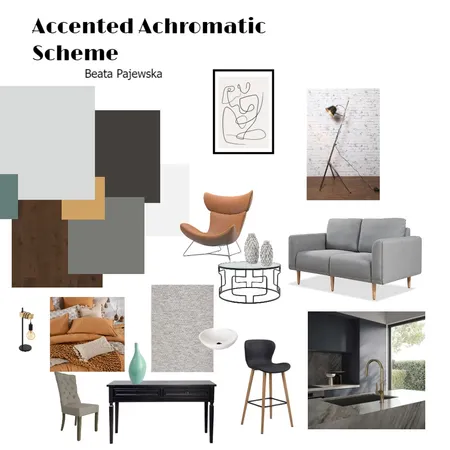 Accented Achromatic color scheme Interior Design Mood Board by Beata Pajewska on Style Sourcebook