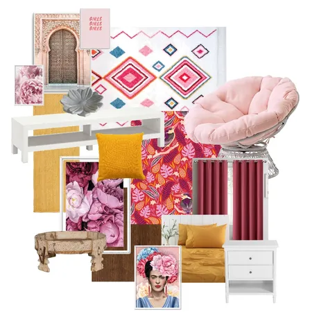 Hot Pink Bedroom Interior Design Mood Board by noralicious on Style Sourcebook