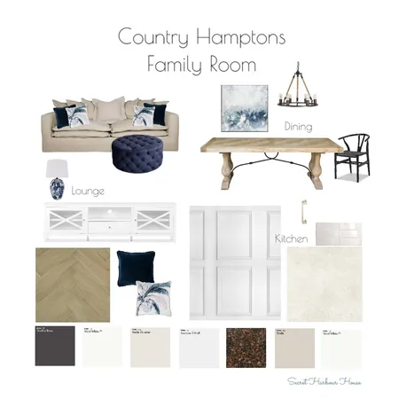 Country Hamptons Family Room Interior Design Mood Board by Secret Harbour House on Style Sourcebook