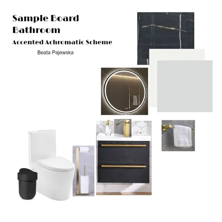 Bathroom Accented Achromatic - Sample Board Interior Design Mood Board by Beata Pajewska on Style Sourcebook