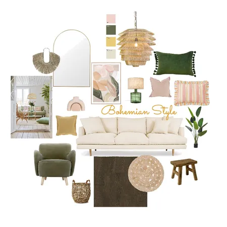 Module 3 - Modern Bohemian Style Interior Design Mood Board by charlotte power on Style Sourcebook