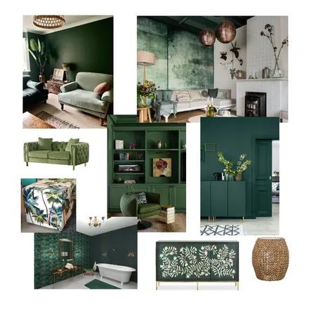 green monochromatic Interior Design Mood Board by madihajaved24 on Style Sourcebook